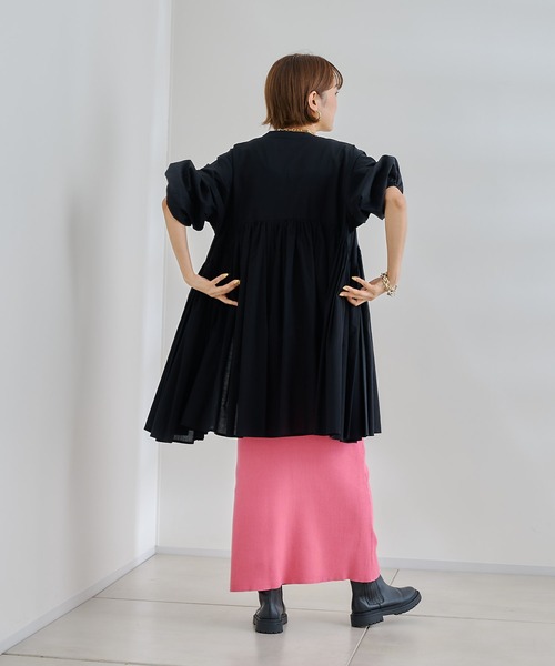 DouDou(ドゥドゥ)の「リブニットスカート(スカート・レディース・ブラック/ベージュ/ピンク/グリーン・FREE)」の16枚目の写真