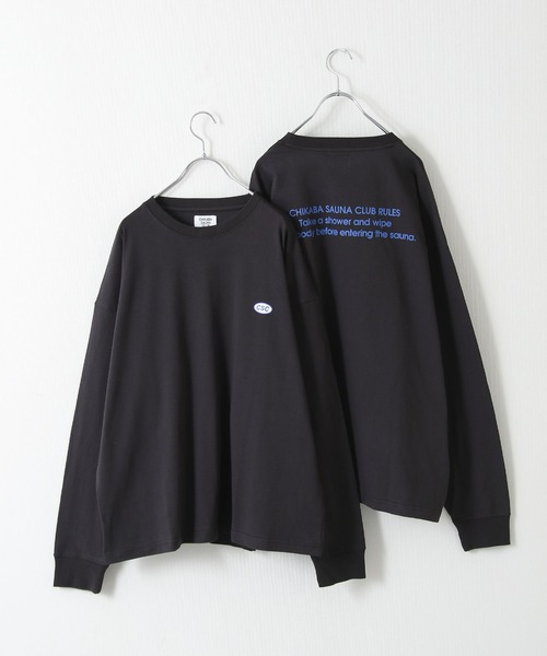 CHIKABA（チカバ）の「【CHIKABA SAUNA CLUB 】 オーバーサイズ ロングTシャツ（Tシャツ/カットソー・レディース・ホワイト/ブラック/チャコール/ホワイト系/ホワイト系1/ホワイト系2/ブラック系1/グレー系・MEDIUM/LARGE）」の7枚目の写真