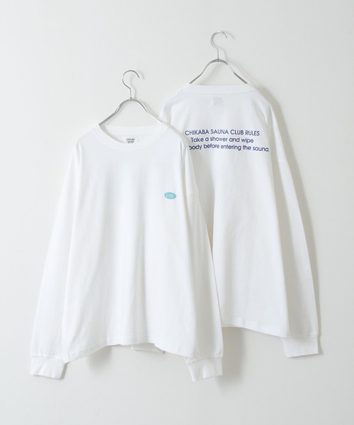 CHIKABA（チカバ）の「【CHIKABA SAUNA CLUB 】 オーバーサイズ ロングTシャツ（Tシャツ/カットソー・レディース・ホワイト/ブラック/チャコール/ホワイト系/ホワイト系1/ホワイト系2/ブラック系1/グレー系・MEDIUM/LARGE）」の19枚目の写真