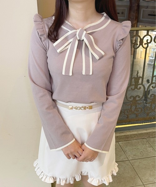 apres jour（アプレジュール）の「ボウタイニット【ZOZOTOWN限定アイテム】（ニット/セーター・レディース・モカ/ブラック/ラベンダー・X-LARGE/フリー）」の14枚目の写真