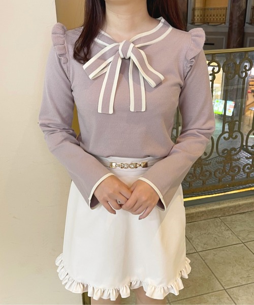 apres jour（アプレジュール）の「ボウタイニット【ZOZOTOWN限定アイテム】（ニット/セーター・レディース・モカ/ブラック/ラベンダー・X-LARGE/フリー）」の15枚目の写真