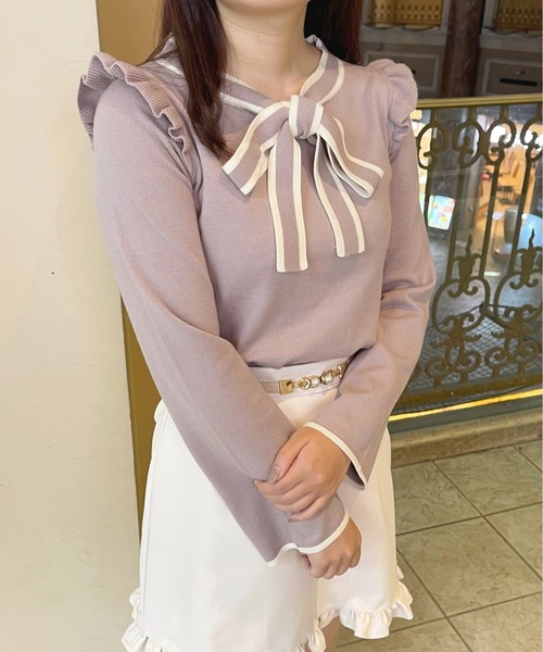 apres jour（アプレジュール）の「ボウタイニット【ZOZOTOWN限定アイテム】（ニット/セーター・レディース・モカ/ブラック/ラベンダー・X-LARGE/フリー）」の16枚目の写真