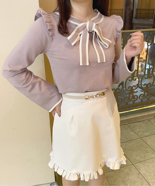 apres jour（アプレジュール）の「ボウタイニット【ZOZOTOWN限定アイテム】（ニット/セーター・レディース・モカ/ブラック/ラベンダー・X-LARGE/フリー）」の17枚目の写真