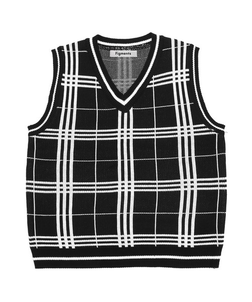 Figments（フィグメンツ）の「チェックニットベスト（ベスト・レディース・ブラック/ベージュ・FREE）」の9枚目の写真