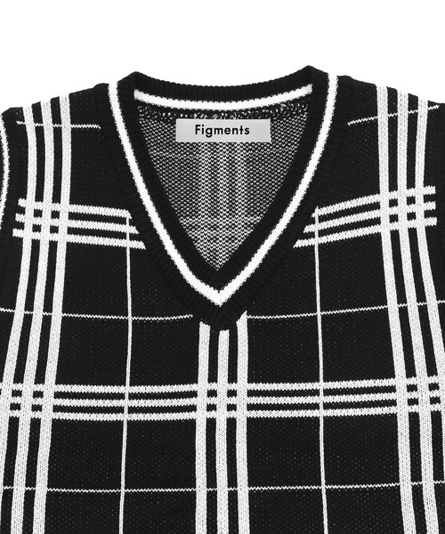 Figments（フィグメンツ）の「チェックニットベスト（ベスト・レディース・ブラック/ベージュ・FREE）」の8枚目の写真