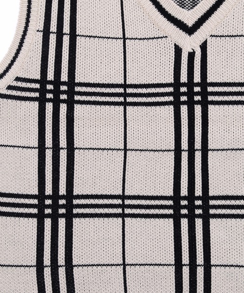 Figments（フィグメンツ）の「チェックニットベスト（ベスト・レディース・ブラック/ベージュ・FREE）」の3枚目の写真