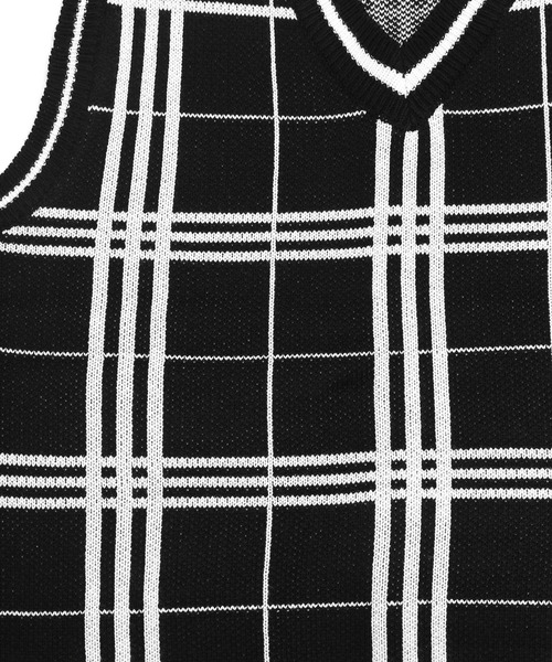 Figments（フィグメンツ）の「チェックニットベスト（ベスト・レディース・ブラック/ベージュ・FREE）」の4枚目の写真