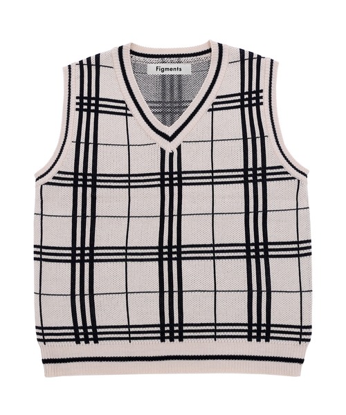 Figments（フィグメンツ）の「チェックニットベスト（ベスト・レディース・ブラック/ベージュ・FREE）」の10枚目の写真
