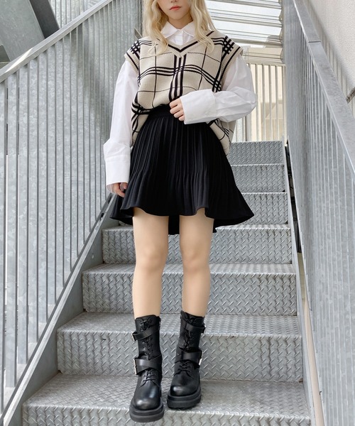 Figments（フィグメンツ）の「チェックニットベスト（ベスト・レディース・ブラック/ベージュ・FREE）」の11枚目の写真