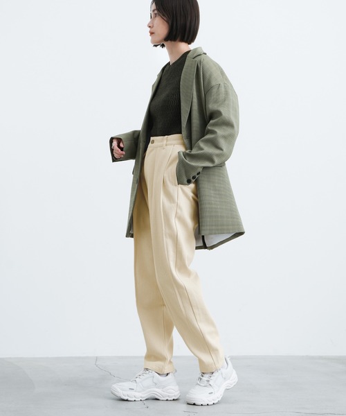 select MOCA(セレクトモカ)の「ボックスタックテーパードパンツ(デニムパンツ・レディース・ブラック/アイボリー・SMALL/MEDIUM)」の12枚目の写真