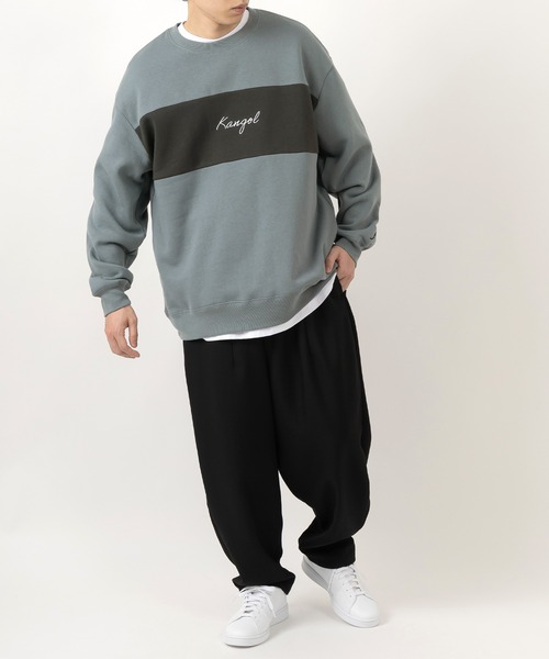 KANGOL(カンゴール)の「【KANGOL/カンゴール】胸切替筆記体ロゴクルーネックスウェット/裏起毛(スウェット・メンズ・パープル/ブラウン/ホワイト/ダークブルー・M/L/XL)」の16枚目の写真