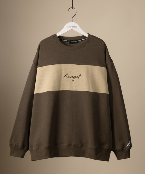 KANGOL(カンゴール)の「【KANGOL/カンゴール】胸切替筆記体ロゴクルーネックスウェット/裏起毛(スウェット・メンズ・パープル/ブラウン/ホワイト/ダークブルー・M/L/XL)」の7枚目の写真