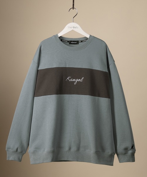 KANGOL(カンゴール)の「【KANGOL/カンゴール】胸切替筆記体ロゴクルーネックスウェット/裏起毛(スウェット・メンズ・パープル/ブラウン/ホワイト/ダークブルー・M/L/XL)」の8枚目の写真