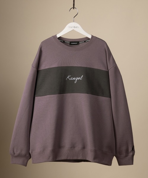 KANGOL(カンゴール)の「【KANGOL/カンゴール】胸切替筆記体ロゴクルーネックスウェット/裏起毛(スウェット・メンズ・パープル/ブラウン/ホワイト/ダークブルー・M/L/XL)」の9枚目の写真