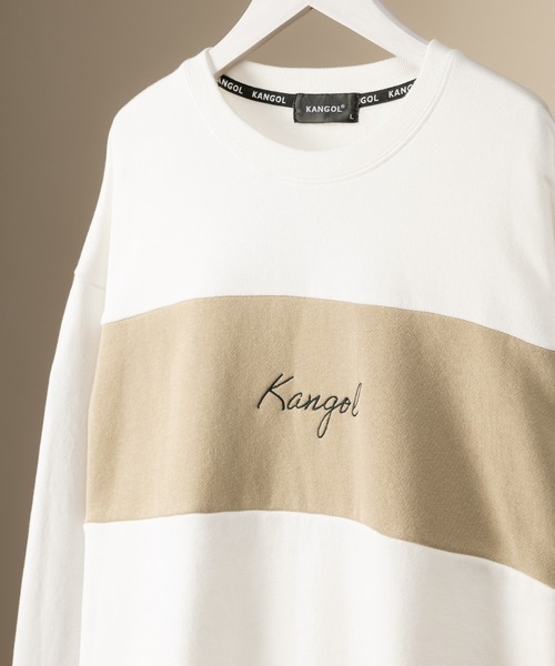 KANGOL(カンゴール)の「【KANGOL/カンゴール】胸切替筆記体ロゴクルーネックスウェット/裏起毛(スウェット・メンズ・パープル/ブラウン/ホワイト/ダークブルー・M/L/XL)」の11枚目の写真