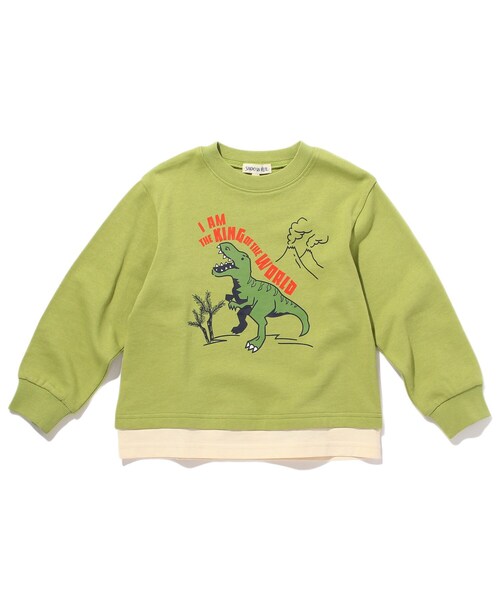 SHOO・LA・RUE（シューラルー）の「◆【90-140cm】裏毛裾レイヤード3柄トレーナー（スウェット・キッズ・ダークグリーン/ブルー/黄緑系・11/10/12/13/14/09）」の8枚目の写真