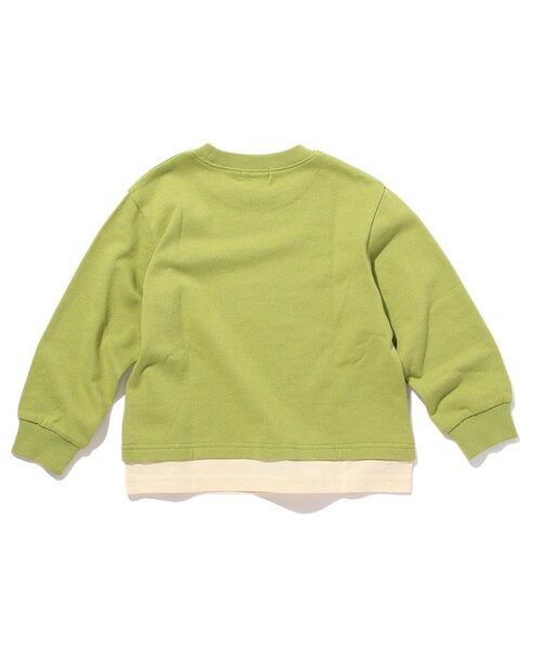 SHOO・LA・RUE（シューラルー）の「◆【90-140cm】裏毛裾レイヤード3柄トレーナー（スウェット・キッズ・ダークグリーン/ブルー/黄緑系・11/10/12/13/14/09）」の9枚目の写真