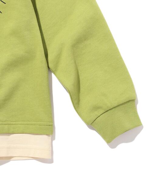 SHOO・LA・RUE（シューラルー）の「◆【90-140cm】裏毛裾レイヤード3柄トレーナー（スウェット・キッズ・ダークグリーン/ブルー/黄緑系・11/10/12/13/14/09）」の11枚目の写真