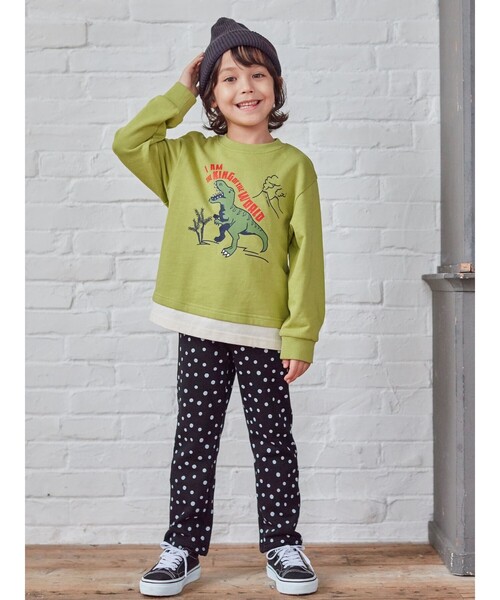 SHOO・LA・RUE（シューラルー）の「◆【90-140cm】裏毛裾レイヤード3柄トレーナー（スウェット・キッズ・ダークグリーン/ブルー/黄緑系・11/10/12/13/14/09）」の15枚目の写真