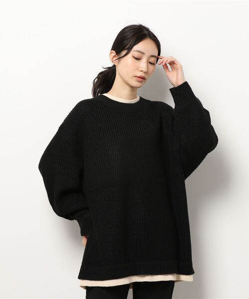 fort point(フォーポイント)の「【C-FORT POINT】抗ピル加工で毛玉のできにくい畦編みフェイクレイヤードセーター ウォッシャブル(ニット/セーター・レディース・アイボリー/ベージュ/パープル/ブラック・MEDIUM/LARGE)」の2枚目の写真