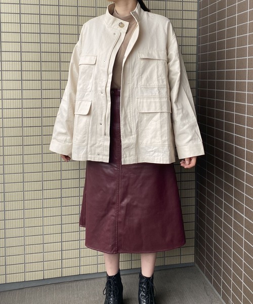 HEYUMM（ヘユム）の「ハイネックワークジャケット（その他アウター・レディース・アイボリー/ブルー/ブラウン・ONE）」の4枚目の写真