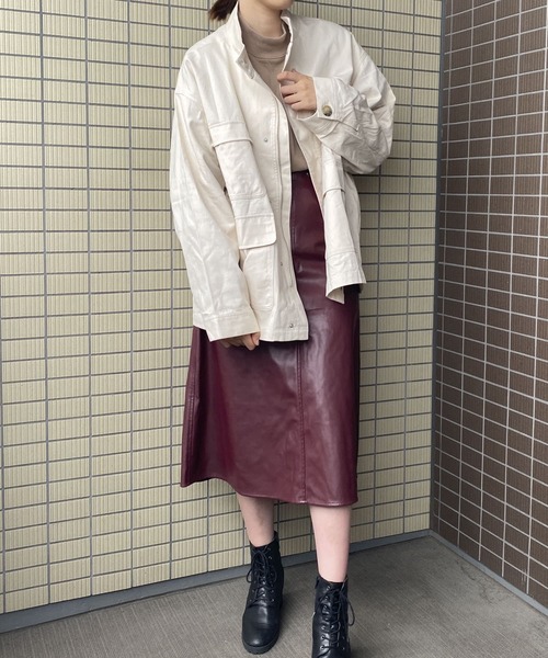 HEYUMM（ヘユム）の「ハイネックワークジャケット（その他アウター・レディース・アイボリー/ブルー/ブラウン・ONE）」の5枚目の写真