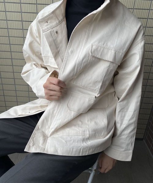 HEYUMM（ヘユム）の「ハイネックワークジャケット（その他アウター・レディース・アイボリー/ブルー/ブラウン・ONE）」の19枚目の写真