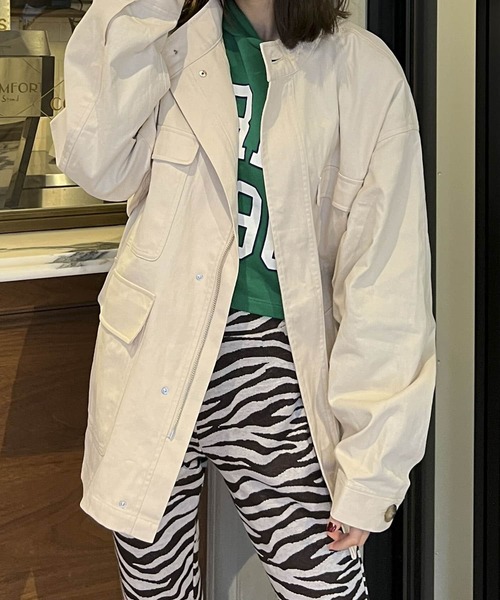 HEYUMM（ヘユム）の「ハイネックワークジャケット（その他アウター・レディース・アイボリー/ブルー/ブラウン・ONE）」の21枚目の写真