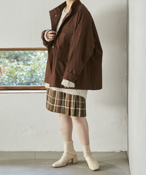 HEYUMM（ヘユム）の「ハイネックワークジャケット（その他アウター・レディース・アイボリー/ブルー/ブラウン・ONE）」の10枚目の写真