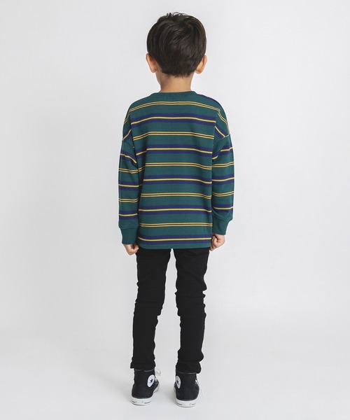 BRANSHES(ブランシェス)の「【マルチボーダー】トレーナー(スウェット・キッズ・グリーン/ブラック・90/130/140/100/110/120/150)」の5枚目の写真