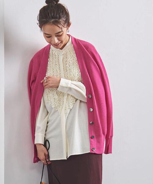 UNITED ARROWS（ユナイテッドアローズ）の「＜UNITED ARROWS＞W SMT ドルマン カーディガン B◆（カーディガン/ボレロ・レディース・ブラック/ダークグレー/ピンク・FREE）」の3枚目の写真