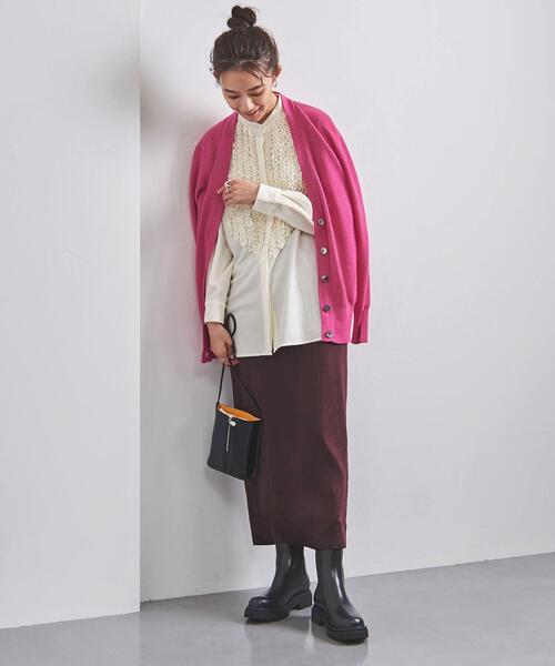 UNITED ARROWS（ユナイテッドアローズ）の「＜UNITED ARROWS＞W SMT ドルマン カーディガン B◆（カーディガン/ボレロ・レディース・ブラック/ダークグレー/ピンク・FREE）」の8枚目の写真