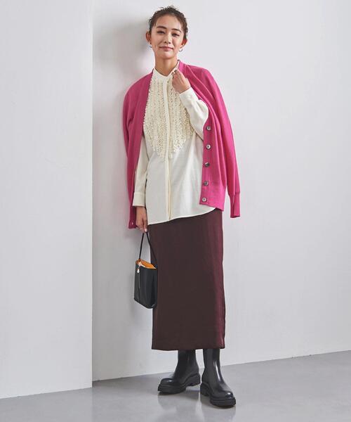 UNITED ARROWS（ユナイテッドアローズ）の「＜UNITED ARROWS＞W SMT ドルマン カーディガン B◆（カーディガン/ボレロ・レディース・ブラック/ダークグレー/ピンク・FREE）」の12枚目の写真