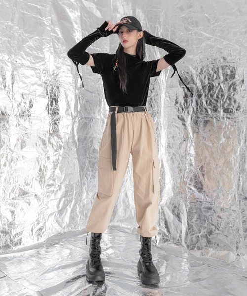 FOLLOWIN（フォロウィン）の「ベルトチェーンストリートカーゴパンツ（カーゴパンツ・レディース・ブラック/ベージュ/カーキ・FREE）」の16枚目の写真