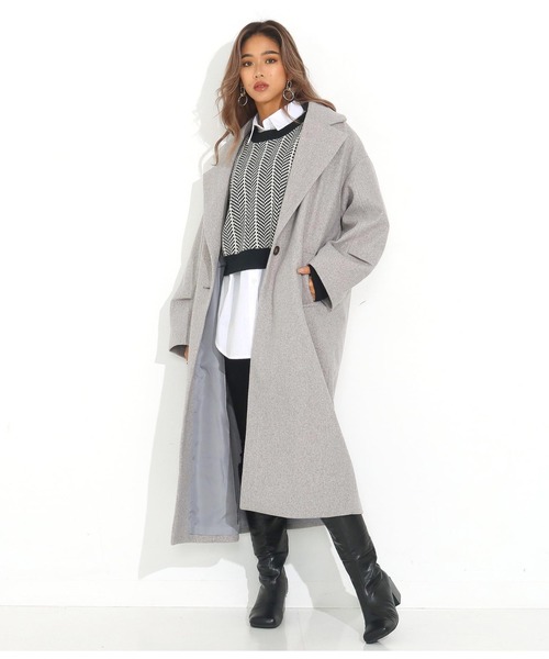 ANAP(アナップ)の「袖タック杢ニットモッサオーバーコート(チェスターコート・レディース・ブラウン/グレー・FREE)」の6枚目の写真