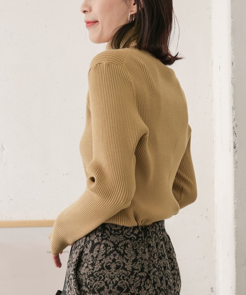 【おおらか】everyone タートルネックリブニット 高レビュー/洗える/S-3L】ちくちくしにくい なめらか リブタートル