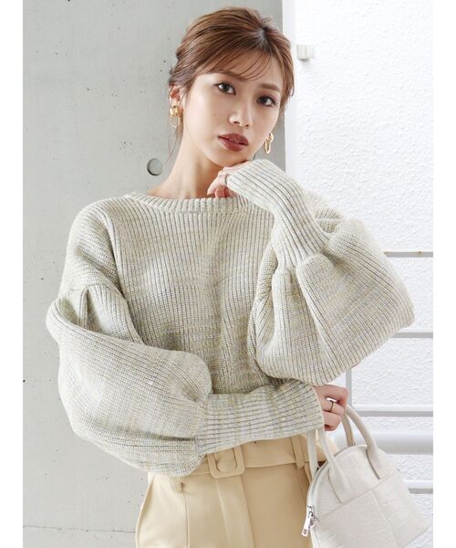 MURUA（ムルーア）の「クロップドボリュームニット（ニット/セーター・レディース・ブラウン/アイボリー・FREE）」の15枚目の写真