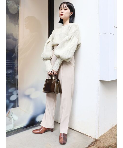 MURUA（ムルーア）の「クロップドボリュームニット（ニット/セーター・レディース・ブラウン/アイボリー・FREE）」の12枚目の写真