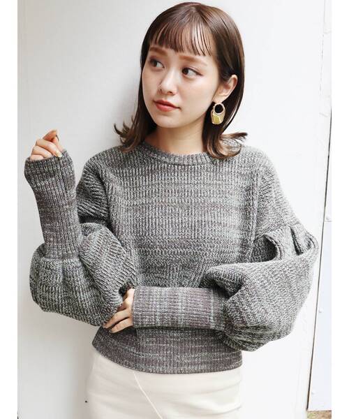 MURUA（ムルーア）の「クロップドボリュームニット（ニット/セーター・レディース・ブラウン/アイボリー・FREE）」の21枚目の写真