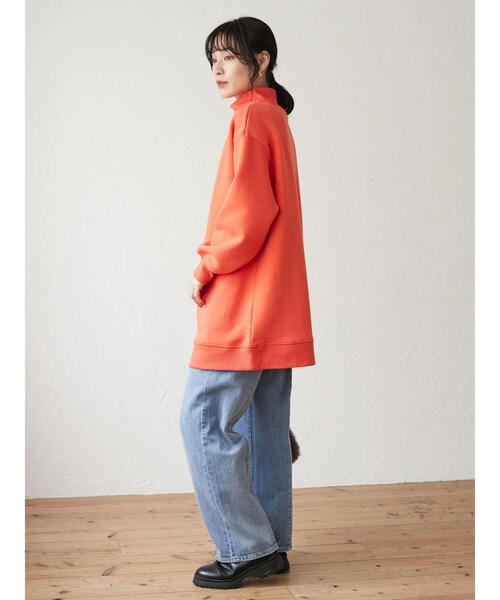 Green　Parks（グリーンパークス）の「裏起毛ハイネックチュニック＊（スウェット・レディース・オレンジ/グリーン/ダークグレー・FREE）」の5枚目の写真