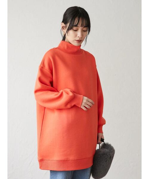 Green　Parks（グリーンパークス）の「裏起毛ハイネックチュニック＊（スウェット・レディース・オレンジ/グリーン/ダークグレー・FREE）」の8枚目の写真
