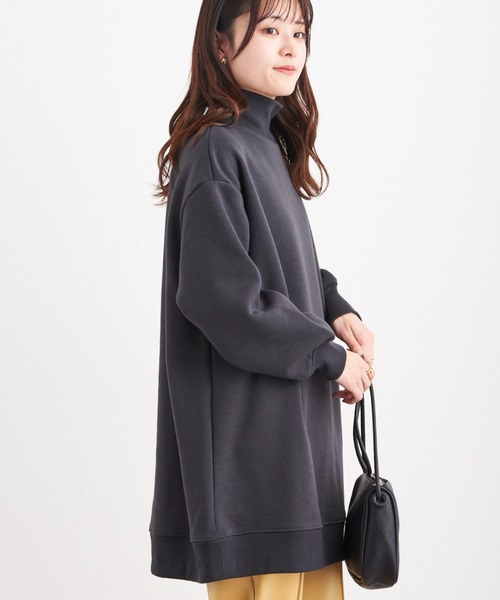 Green　Parks（グリーンパークス）の「裏起毛ハイネックチュニック＊（スウェット・レディース・オレンジ/グリーン/ダークグレー・FREE）」の2枚目の写真