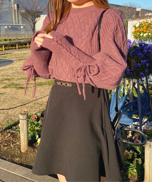 apres jour（アプレジュール）の「袖レースアップケーブルニット【ZOZOTOWN限定アイテム】（ニット/セーター・レディース・ピンク/アイボリー/モカ・X-LARGE/フリー）」の22枚目の写真