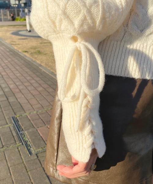 今季完売♡袖ケーブルニット 袖レースアップケーブルニット【ZOZOTOWN限定アイテム】（ニット