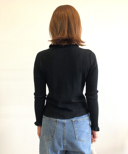 Kotoe（コトエ）の「フリルネックリブニットソー（ニット/セーター・レディース・ホワイト/ブラック/グレー/ピンク・FREE）」の7枚目の写真