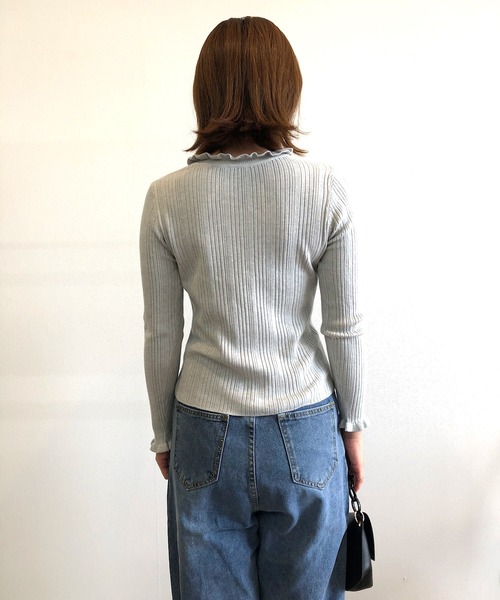 Kotoe（コトエ）の「フリルネックリブニットソー（ニット/セーター・レディース・ホワイト/ブラック/グレー/ピンク・FREE）」の13枚目の写真