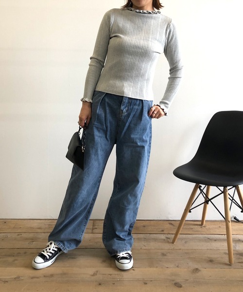 Kotoe（コトエ）の「フリルネックリブニットソー（ニット/セーター・レディース・ホワイト/ブラック/グレー/ピンク・FREE）」の15枚目の写真