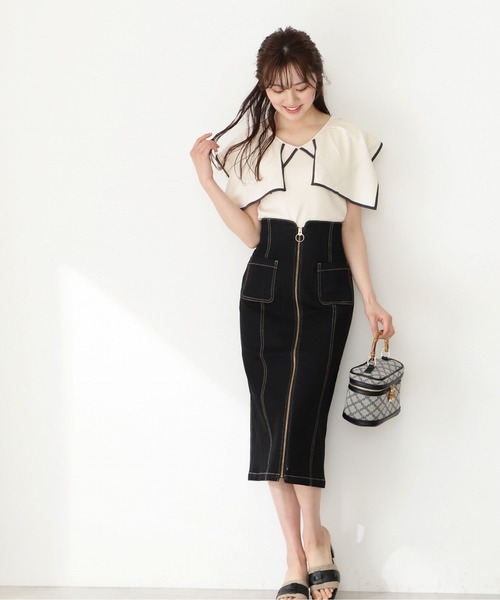 PROPORTION BODY DRESSING（プロポーションボディドレッシング）の「フロントファスナーデニムタイト / 1212120202（スカート・レディース・ブラック/ホワイト/ダークネイビー・MEDIUM/SMALL）」の12枚目の写真