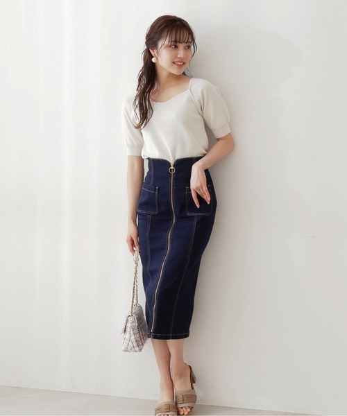 PROPORTION BODY DRESSING（プロポーションボディドレッシング）の「フロントファスナーデニムタイト / 1212120202（スカート・レディース・ブラック/ホワイト/ダークネイビー・MEDIUM/SMALL）」の8枚目の写真