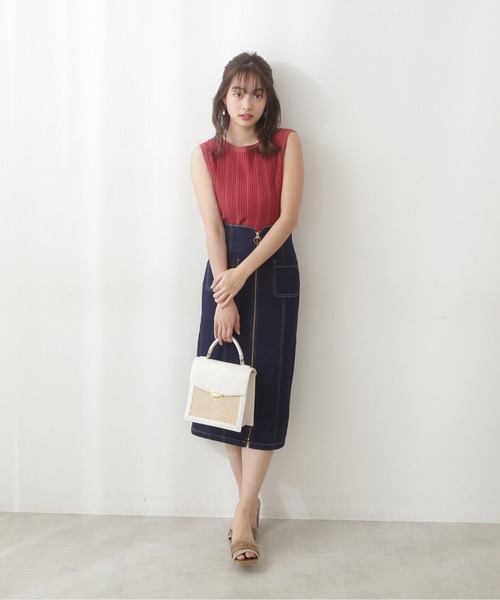 PROPORTION BODY DRESSING（プロポーションボディドレッシング）の「フロントファスナーデニムタイト / 1212120202（スカート・レディース・ブラック/ホワイト/ダークネイビー・MEDIUM/SMALL）」の6枚目の写真